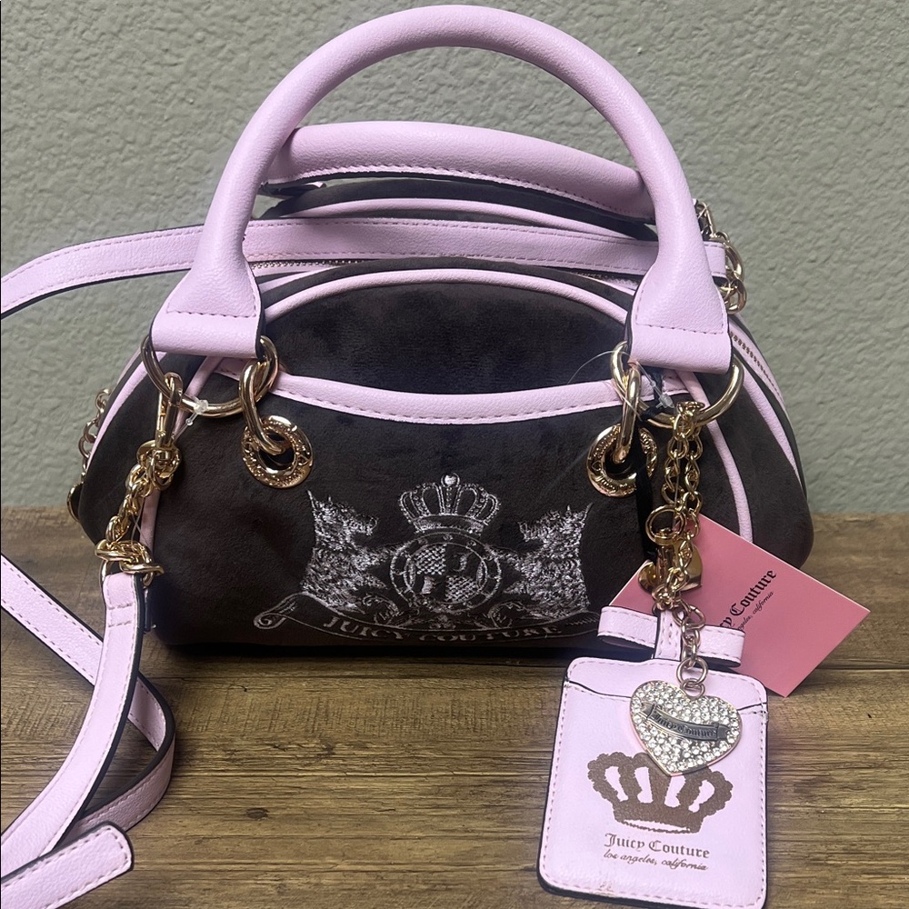 Juicy Couture Pink and Brown Scottie dog Satchel